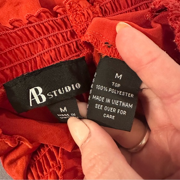 AB Studio Burnt Orange High Neck Sleeveless Blouse Size Medium - Picture 8 of 10